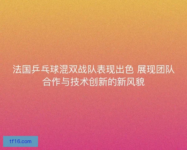 法国乒乓球混双战队表现出色 展现团队合作与技术创新的新风貌 法国乒乓球混双战队表现出色 展现团队合作与技术创新的新风貌